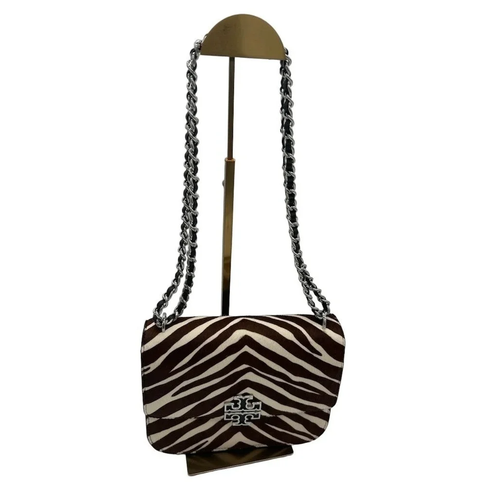Tory Burch‎ Eleanor Shoulder Bag Purse Women's Brown Zebra Calf Hair Chain $798